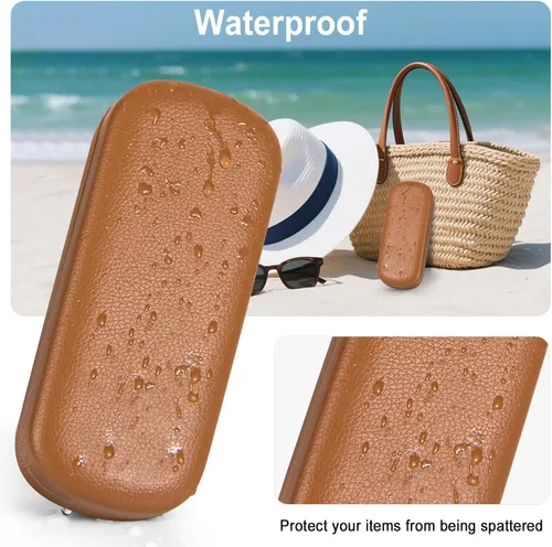 Vista 7 de RayLove Estuche rígido para lentes con paño de limpieza, funda protectora de piel sintética para lentes de sol