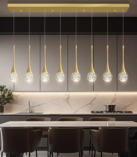 Vista 41 de Lámparas colgantes modernas para isla de cocina, LED, regulable, cristal glamuroso, iluminación colgante de techo para comedor, pasillo, dormitorio