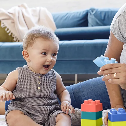 Vista 6 de Infantino Bloques de construcción súper suaves, fáciles de sostener para bebés y niños pequeños, sin BPA, multicolor, juego de 12 piezas