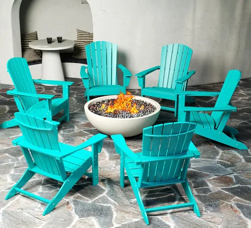 Vista 34 de BRIOPAWS Adirondack - Juego de 2 sillas para hoguera, de gran tamaño, plástico HDPE, resistente a la intemperie, para terraza, exterior, piscina