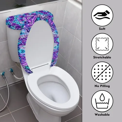 Vista 112 de Flashideas Juego de cubierta para tanque y tapa de inodoro con estampados de patas de perro coloridas - Elástico, se adapta a la mayoría de tanques