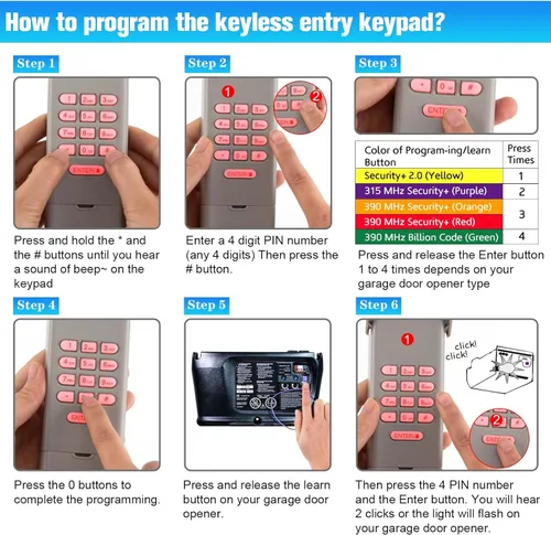 Vista 3 de Teclado de puerta de garaje para Liftmaster Chamberlain Craftsman Teclado de apertura de puerta de garaje 877MAX 878MAX 377LM 977LM púrpura amarillo