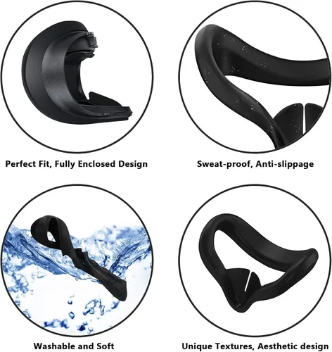 Vista 3 de TOMSIN Touch Controller Grip Cover for Oculus Quest 2 with Silicone Face Cover, Protective Lens Cover, Silicone Handle Strap Combo, Sweatproof