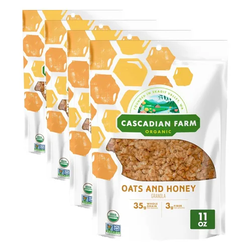 Vista 30 de Cascadian Farm Granola orgánica, cereales de frutas y nueces, bolsa resellable, 11 onzas