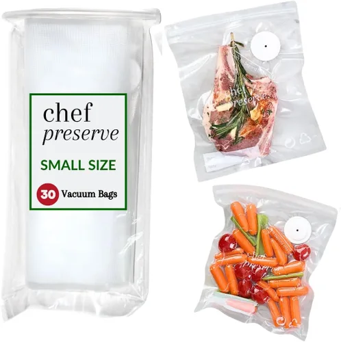 Chef Preserve Bolsas reutilizables selladoras al vacío para alimentos, 30 bolsas pequeñas sin BPA (8 x 10 pulgadas), para almacenamiento de