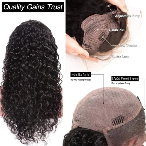 Vista 3 de Pelucas de encaje frontal de pelo humano peluca de onda profunda pre arrancada del frente pelucas del pelo humano con el pelo del bebé sin pegamento