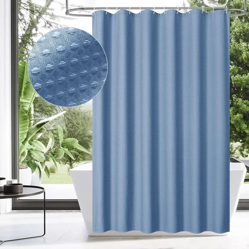 Vista 18 de MitoVilla - Cortina de ducha de tela de nido de abeja burdeos, cortinas de ducha con textura de nido de abeja modernas para decoración de lujo