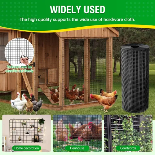 Vista 6 de Dynabyte Black Hardware Cloth 1/2 pulgada 4 pies x 100 pies, rollo de malla de alambre recubierto de vinilo de calibre 19, Esgrima de alambre