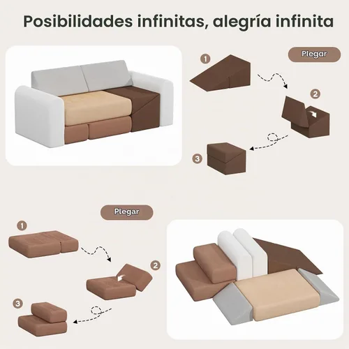 Vista 3 de BanaSuper Juego de bloques de escalada de espuma para niños, mini sofá