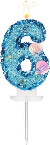 Vista 10 de Vela de número de cumpleaños de 3 pulgadas, con purpurina para decoración de pastel, lentejuelas y números de pastel para cumpleaños, boda