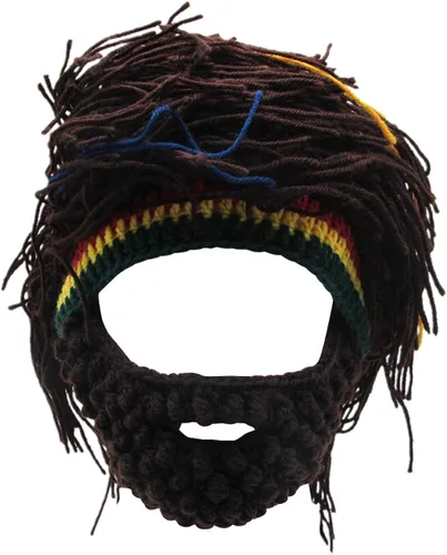 Vista 6 de FALETO Gorro de punto para barba con rastas hechas a mano peluca de fantasía gorras de Halloween