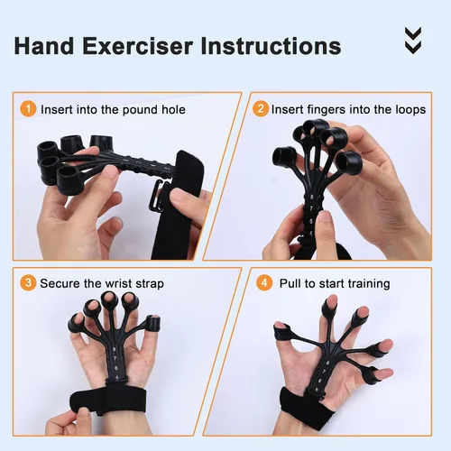 Vista 5 de 5PCS Grip Strength Trainer Kits, Hand Gripper Strengthener, Forearm Strengthener, Forearm Exerciser, Finger Exerciser, Wrist Strengthener, Stress