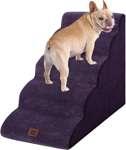 Vista 48 de EHEYCIGA Rampa de escaleras curvadas para perros pequeños de 15.7 pulgadas de alto, escalones para perros de 3 escalones para sofá y silla