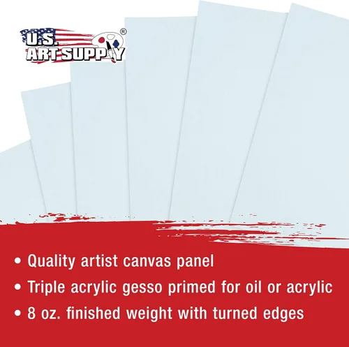 Vista 4 de US Art Supply - Tableros de lona de 4.0 x 4.0 pulgadas, libre de ácidos, 12 unidades (1 caja completa de 12 paneles de lona individuales)