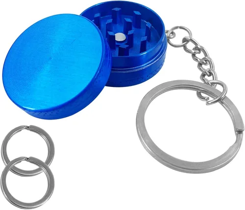 Mini Metal Spice Grinder 1.18 inch, with 25mm Diameter Metal Key Chain Rings*2, Cute Key Chain for Men and Women