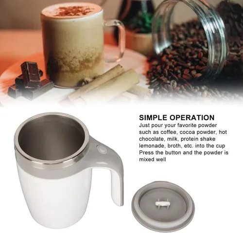 Vista 6 de Taza de café automática con agitación magnética de 12.8 fl oz – Enfriamiento rápido, taza de autoagitación para mezclar chocolate caliente, leche