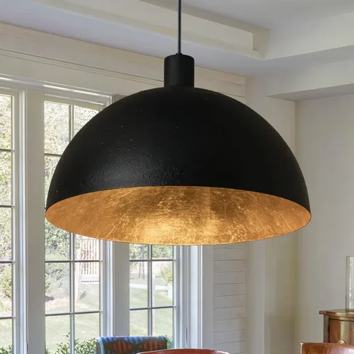 Vista 8 de Lámpara colgante de cúpula dorada de 15 pulgadas, luz colgante con acabado de latón para isla de cocina, comedor o bar, enchufe E26