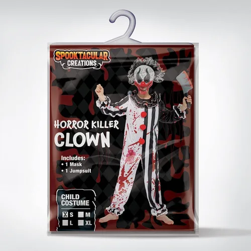 Vista 6 de Spooktacular Creations Disfraz de payaso asesino sangrante para niño, disfraz de payaso slasher de terror
