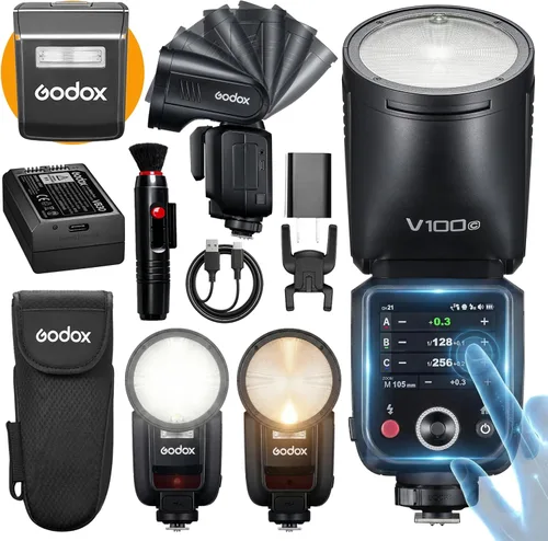 Vista 16 de Godox V100 S para cámara Sony 100Ws TTL Flash con difusor de cúpula AK-R11