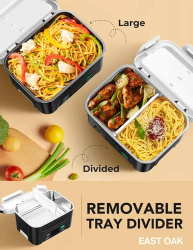 Vista 6 de EAST OAK Cordless Electric Lunch Box for Adults, Heated Lunch Box Battery Powered with Automatic Heating, 5.5 Cups Portable Food Warmer with