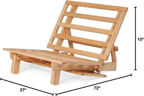 Vista 2 de Marco triple de madera de sofá cama, futón de madera - (Ahorro de espacio, acabado natural) Ideal para espacios pequeños, casas rodantes y muebles