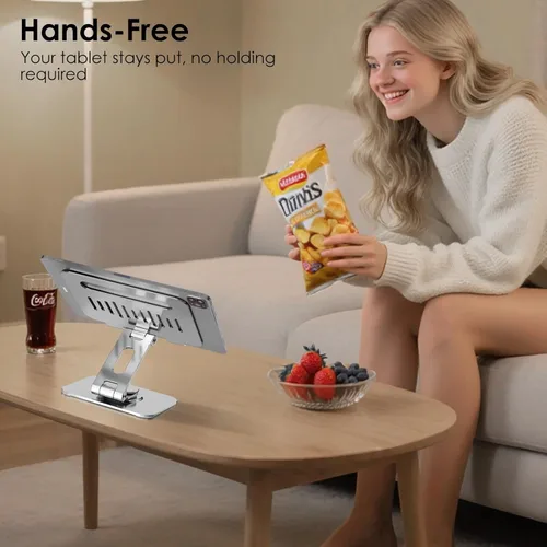 Vista 8 de Soporte para tablet para escritorio, giratorio de 360° para soporte de iPad, soporte ajustable de aluminio para tableta, compatible con iPad Pro Air