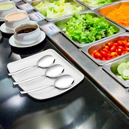 Vista 4 de Juego de 6 cucharas de servir de acero inoxidable, cuchara grande para servir bufé