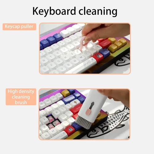 Vista 6 de Kit de limpieza electrónica 7 en 1, limpiador de teclado, kit de limpieza de teclado, limpiador de laptop con cepillo, limpiador electrónico