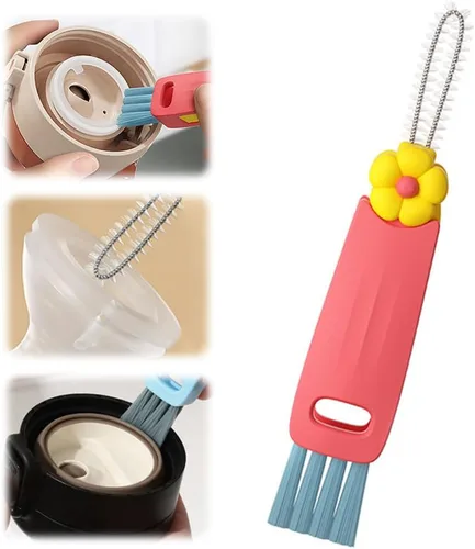 Vista 7 de Cepillo de limpieza de tapa de taza 3 en 1, cepillo de limpieza de hendiduras de botella de agua 2026 para espacios reducidos, cepillo de limpieza