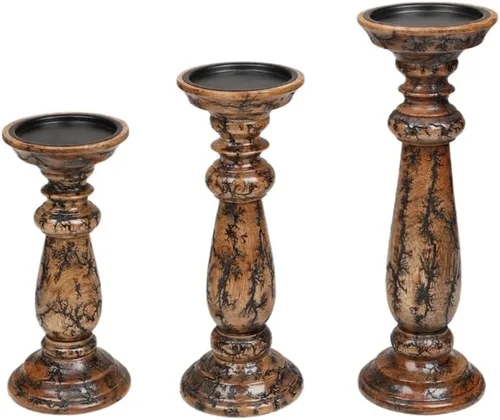 Vista 22 de Portavelas de madera para velas de pilar, columnas torneadas redondeadas, maderas sostenibles, estilo campestre, ideal para reiki, aromaterapia