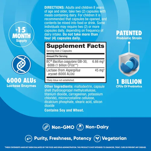 Vista 3 de Digestive Advantage Probióticos + enzimas digestivas lactasa para la salud digestiva, probióticos diarios para mujeres y hombres hinchazón