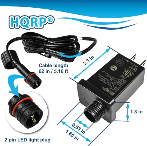 Vista 2 de HQRP Fuente de alimentación de clase 2 de 12 V, 1 A, 12 W, con cable de extensión, IP44, impermeable, de bajo voltaje, transformador LED de repuesto