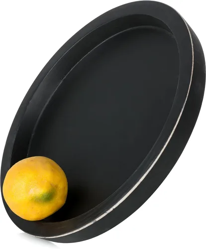 Vista 6 de Hanobe Bandeja portavelas: Plato decorativo redondo de madera para velas – Decoración rústica de mesa de café de granja – Bandejas de pilar de velas