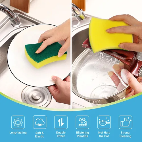 Vista 3 de AIDEA Esponjas de cocina, paquete de 24 esponjas de platos resistentes, esponja de limpieza para fregar platos para el hogar y la cocina