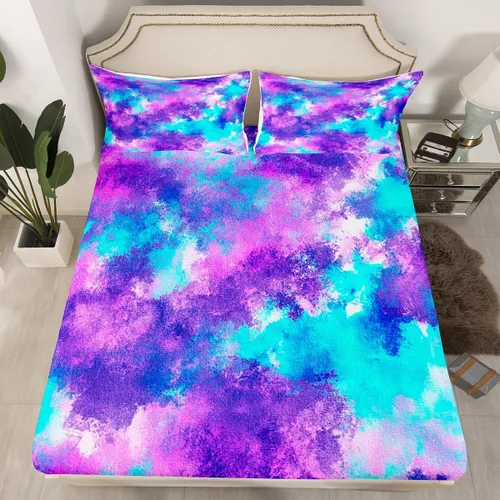 Vista 38 de Erosebridal Sábanas de Cama para Niños de Gato Lindo Tamaño Twin Línea de Arcoíris Neón Sábana Ajustable de Gato con Bolsillo Profundo para Niñas