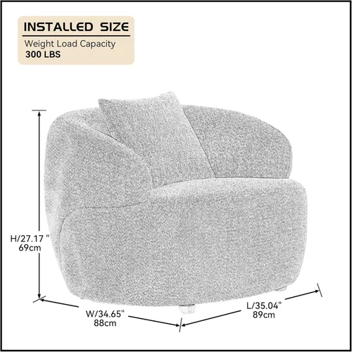 Vista 68 de JUSTONE Sofá de sala de estar curvado moderno de mediados de siglo de 101 pulgadas, sofá de tela Boucle de 4 asientos para dormitorio, oficina, beige