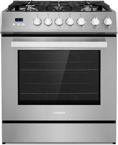 COSMO COS-305AGC - Cocina independiente de gas para horno individual de 30 pulgadas y 5.0 pies cúbicos con placa de cocina de 5 quemadores y