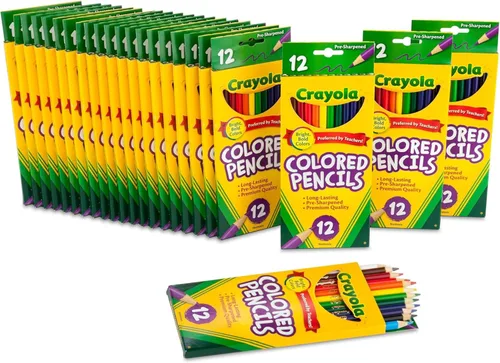 Crayola Lápices de colores a granel, preafilados, 12 colores surtidos, paquete de 24
