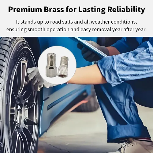 Vista 3 de Kit de extensión de vástago de válvula de 0.748 in, extensor de válvula de neumático de latón de alta calidad para facilitar el inflado