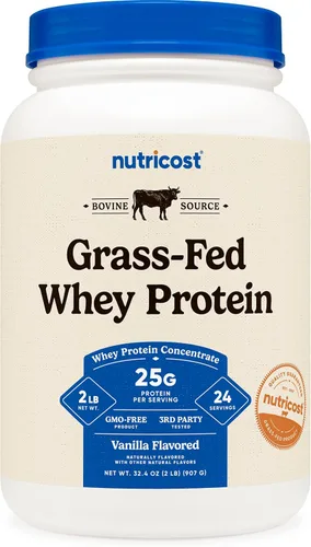 Vista 8 de Nutricost Concentrado de proteína de suero de leche alimentado con pasto (chocolate) 2 libras, sin desnaturalizar, sin OMG, sin gluten, sabores