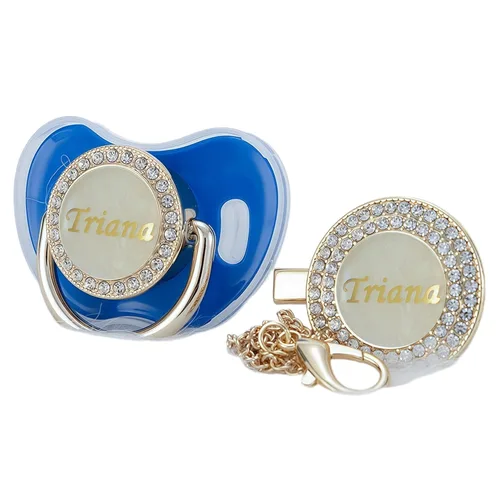 Vista 20 de Set de clip para chupete y chupete bling personalizado con cualquier nombre (Negro)