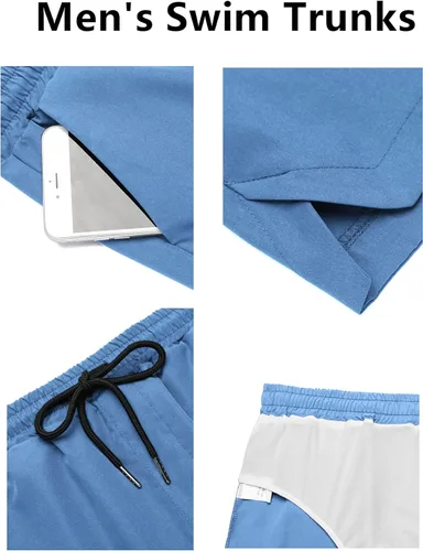Vista 5 de COOFANDY Traje de baño para hombre de secado rápido, pantalones cortos de secado rápido