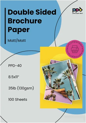 Vista 11 de Papel fotográfico PPD de doble cara, papel mate para folletos de 11 x 17 para impresora de inyección, 210 g/m², tamaño tabloide de 9 mil