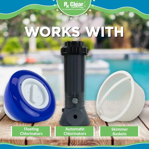 Vista 6 de Rx Clear Tabletas de cloro de 1 pulgada 5 libras Usar tabletas como bactericida, algicida y desinfectante en piscinas Estabilizadas, de larga