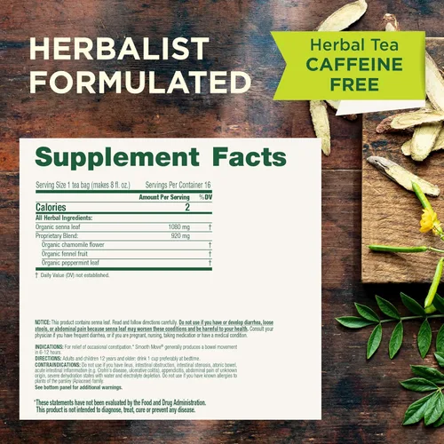 Vista 2 de Traditional Medicinals Orgánico, Té Smooth Move, Manzanilla y Senna - Ayuda a aliviar el estreñimiento durante la noche - Kosher, sin OMG, sin