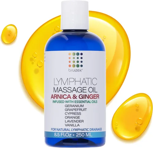 Vista 14 de Aceite de masaje de drenaje linfático con árnica y aceite de coco, mentol refrescante para alivio, recuperación poscirugía y lipedema, liposucción