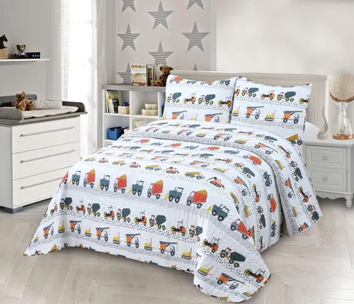 Vista 11 de Colcha edredón de 2 piezas tamaño Twin para niños/adolescentes varones, dinosaurios, verde militar, azul, naranja, multicolor, ropa de cama nueva