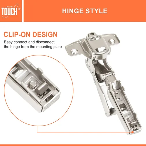 Vista 6 de TOUCH Bisagras de gabinete (1 par, 2 piezas) Marco frontal de 165 grados con clip de superposición completa Lazy Susan con cierre automático, puerta