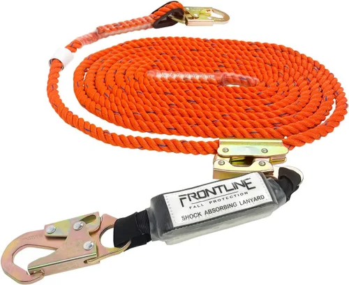 Frontline VLP25R3L Premium - Línea de vida vertical con agarre de cuerda que se abre de 25 pies y paquete de choque, cuerda de alta resistencia,