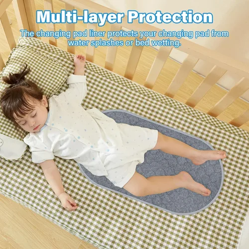 Vista 3 de Forro acolchado para cambiar pañales para bebé, antideslizante, paquete de 3 almohadillas de incontinencia reutilizables de absorción pesada